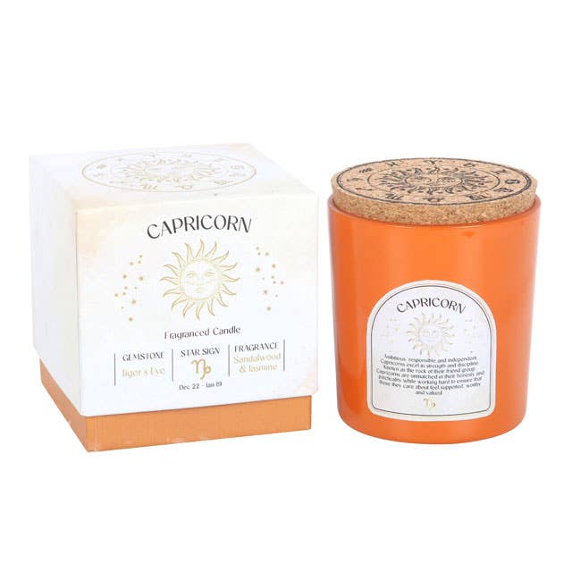 Capricorn Sandalwood & Jasmine Zodiac Crystal Candle