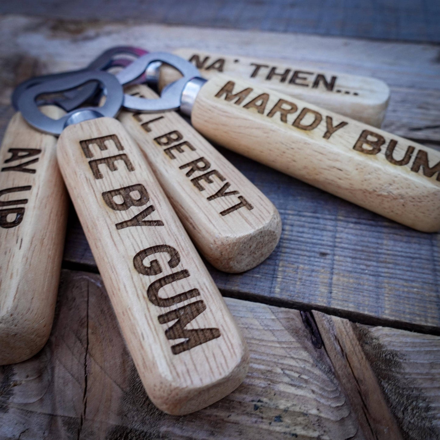 Yorkshire Dialect Wooden Handle Bottle Opener: NA' THEN