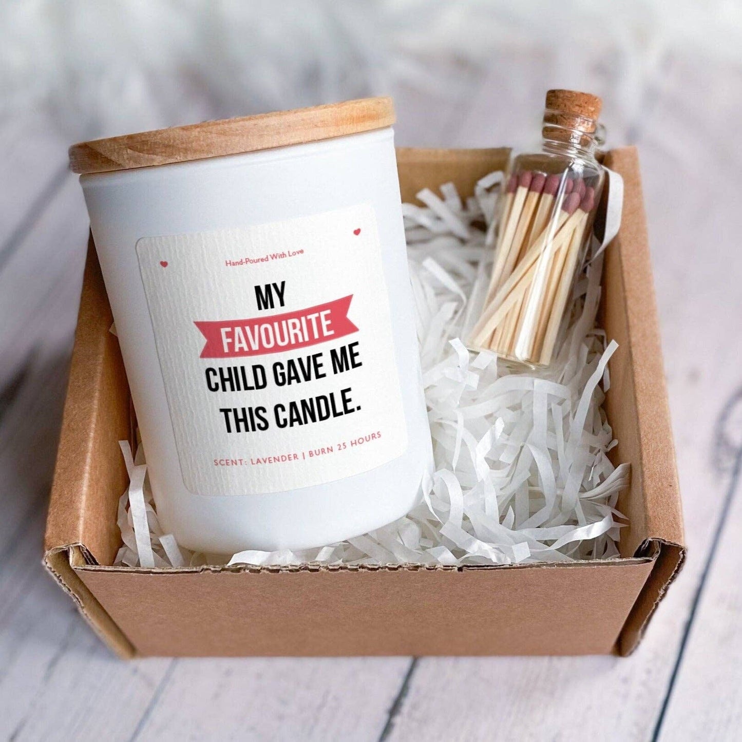 My favourite child gave me this candle Gift for mum Mothers: White with wooden lid / Fig & Lotus