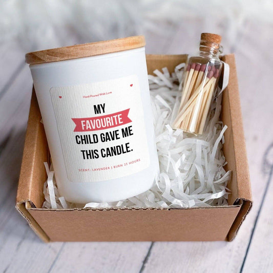 My favourite child gave me this candle Gift for mum Mothers: White with wooden lid / Fig & Lotus