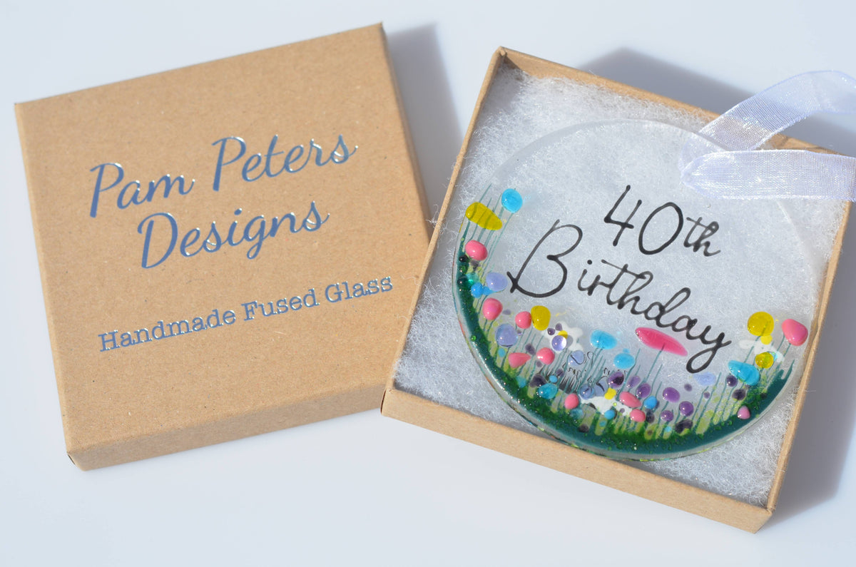 Milestone Birthday Handmade Fused Glass Hanging Decoration '18th Birthday'