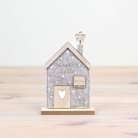 Grey Felt Happy Home House Deco, 18.5cm