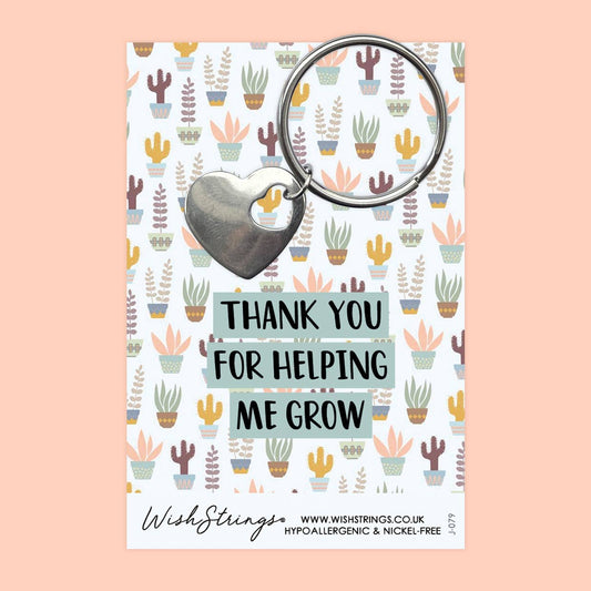 Helping me Grow - Heart Keyring on Keepsake Gift Card