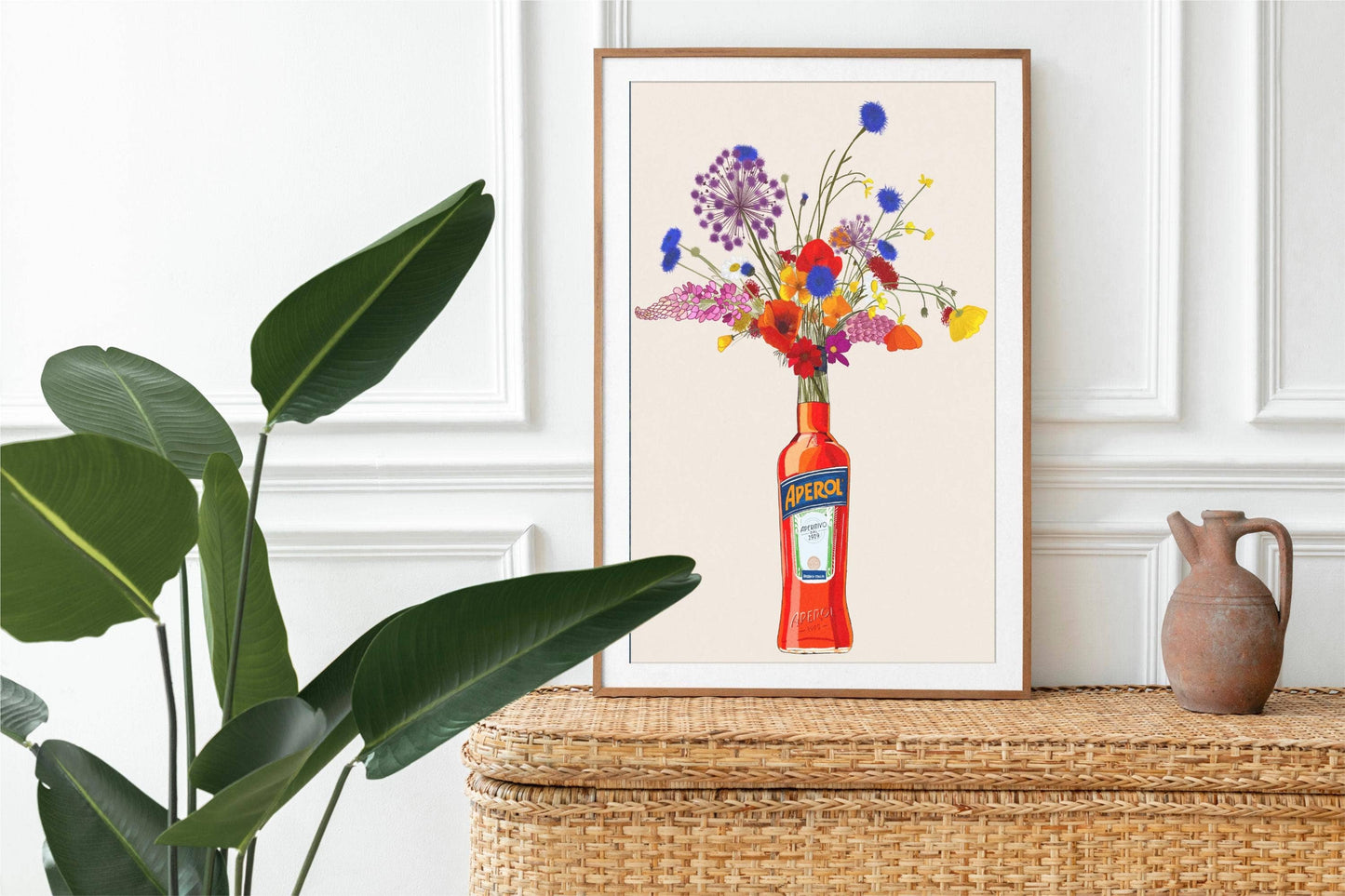 Aperol Bottle with Colourful Wildflowers: Lightest Cinnamon / A4
