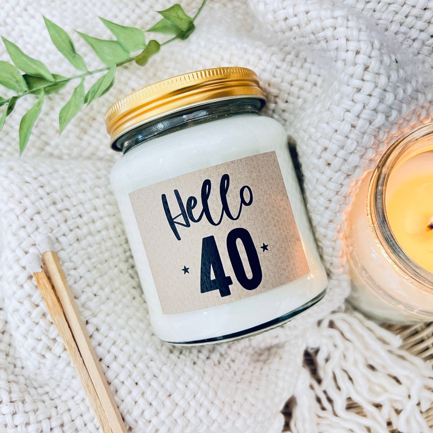 40 Milestone birthday age handmade soy scented candle: Coconut Milk and Sea Salt