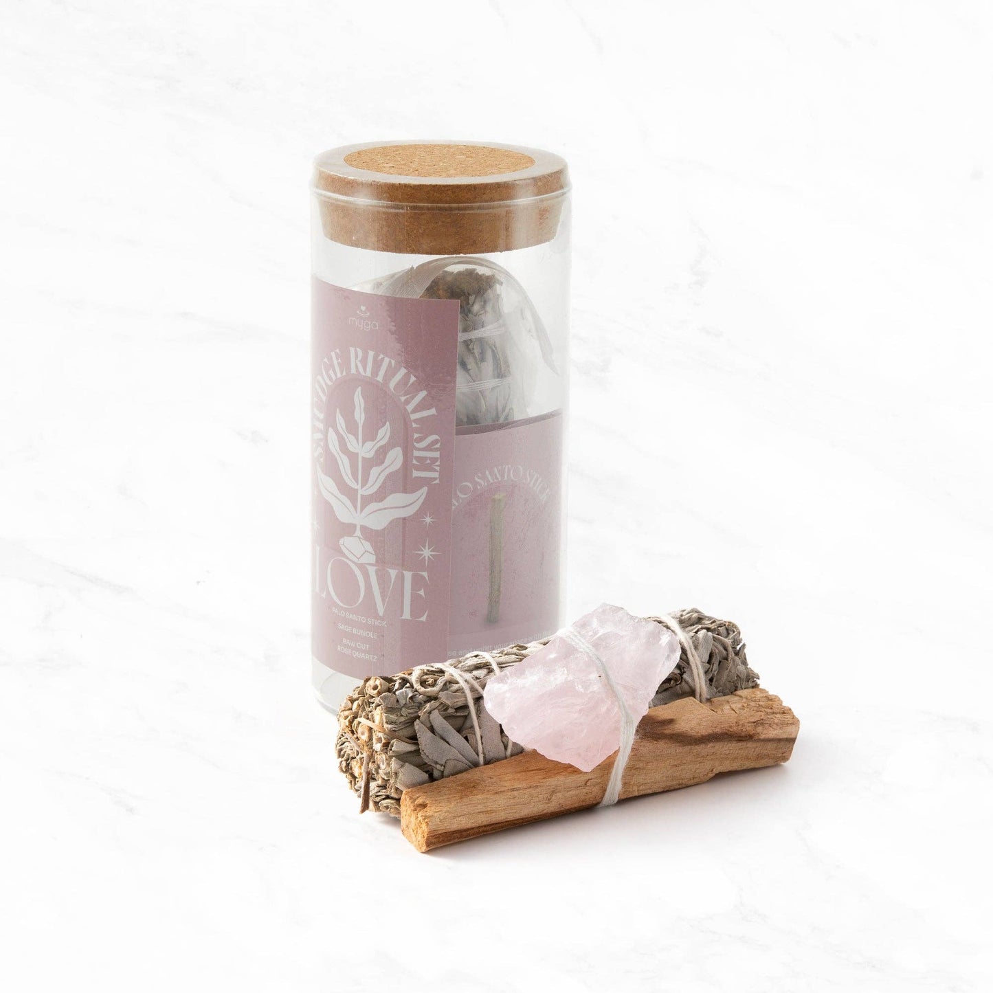 Smudge Ritual Set – Cleanse, Protect & Invite Positive Energy: Rose Quartz