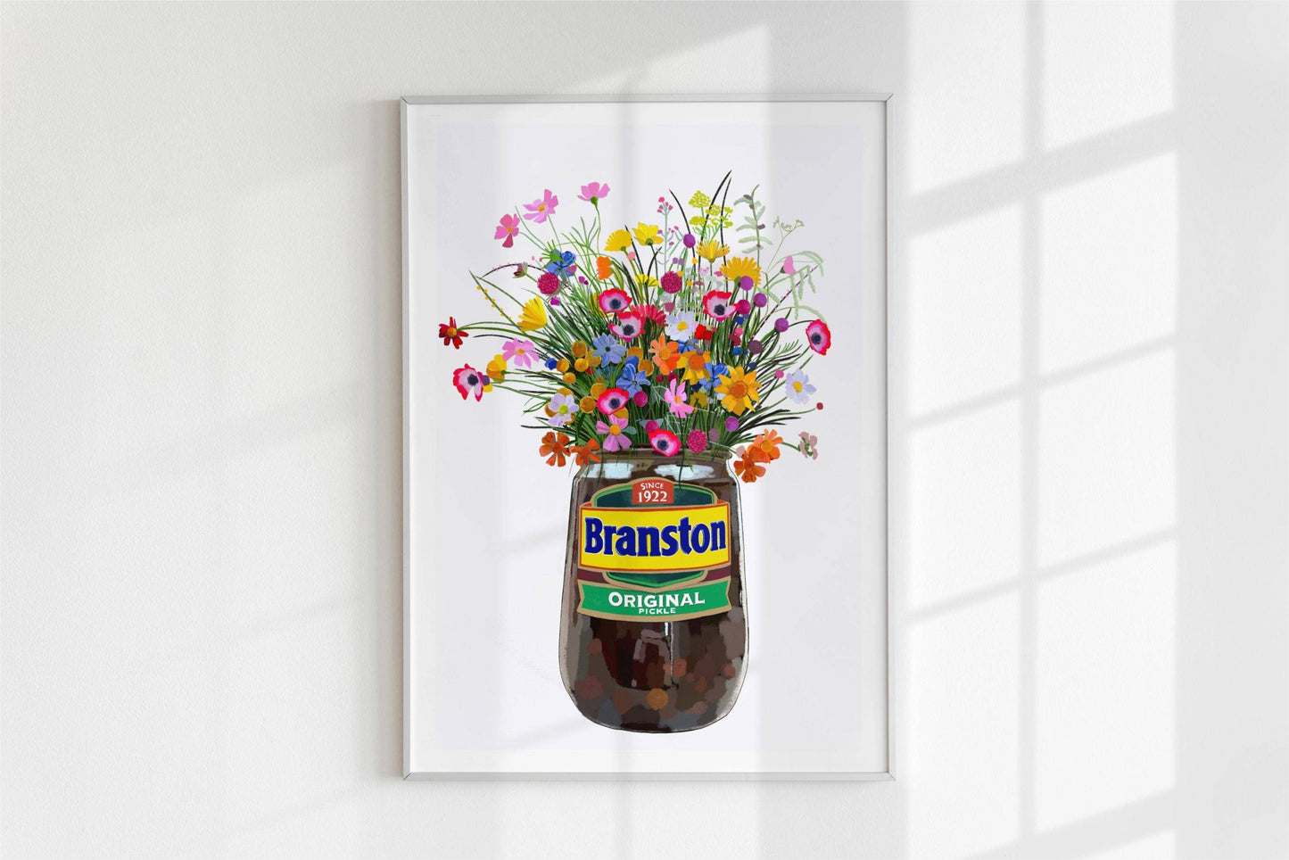 Branston Pickle and wild flowers Kitchen Art Print: A4