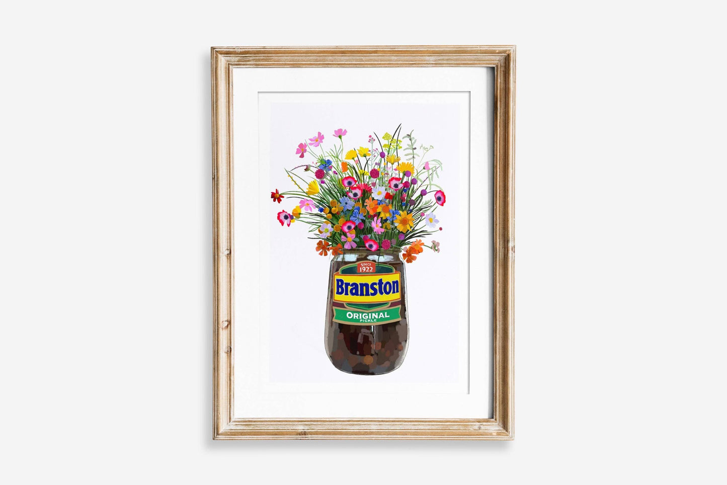 Branston Pickle and wild flowers Kitchen Art Print: A4