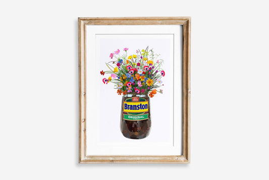 Branston Pickle and wild flowers Kitchen Art Print: A4