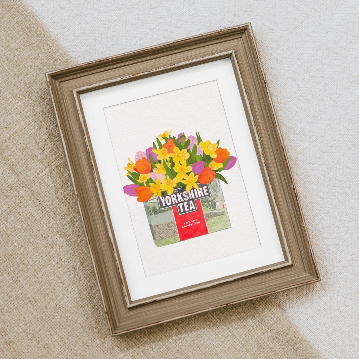 Yorkshire Tea, Tulips and Daffodils Kitchen Art Print/Poster: A4