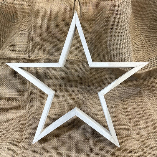 WHITE WOODEN STAR, 34cm