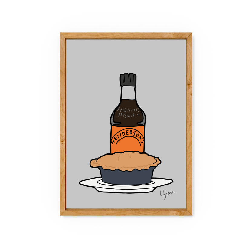 LUKE HORTON ART

Pie 'n' Hendos - Henderson's Relish Sheffield Art Print - Luke Horton