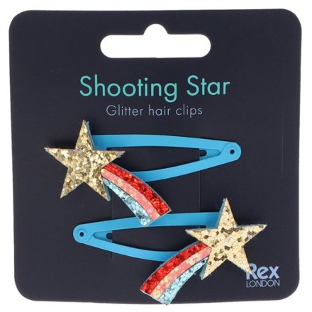 SHOOTING STAR GLITTER HAIR CLIPS, SET 2