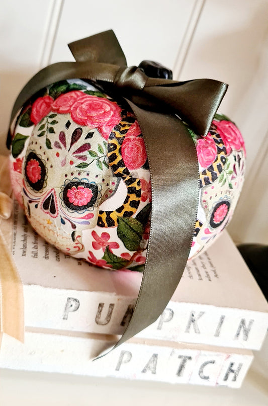 Decoupage Ceramic Display Pumpkin