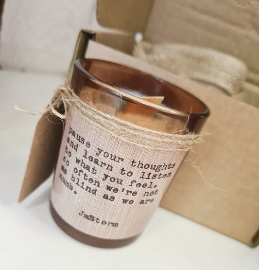 Crystal Candle Gift Set - 'Pause your thoughts' Amber and Patchouli