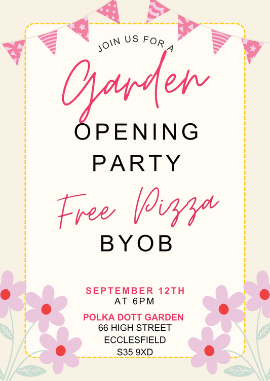 Garden Opening Party 12th September 6pm