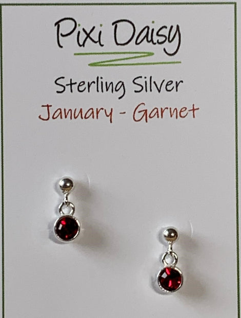 Pixi Daisy Sterling Silver Birthstone Earrings
