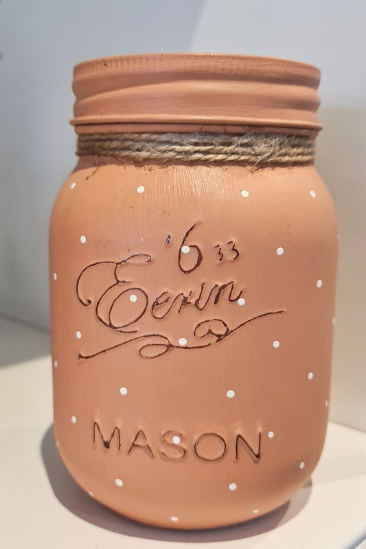 Small Burnt Orange Mason Jar