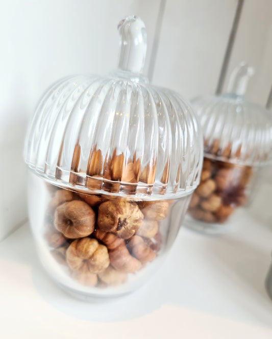 Small Glass Acorn with Mini Pumpkins
