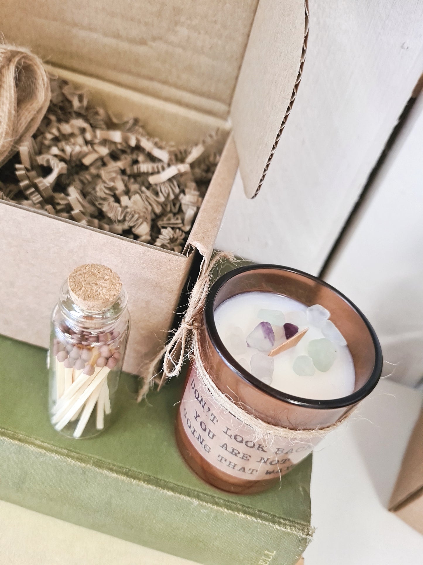 Crystal Candle Gift Set - 'Don't Look Back' Amber and Patchouli