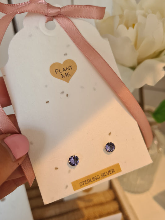 Tansanite Crystal 925 Sterling Silver Ear Studs