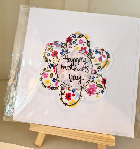 Freehand Embroidered Mother’s Day Card - Flower