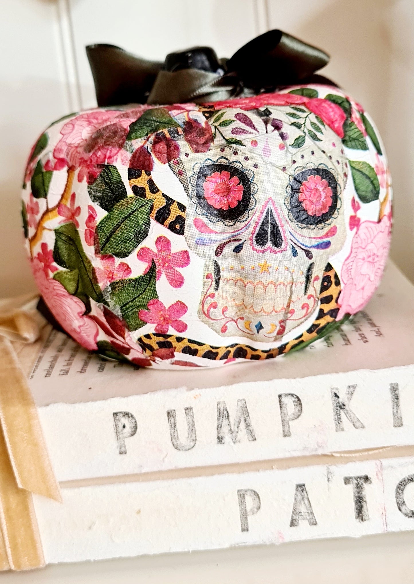 Decoupage Ceramic Display Pumpkin