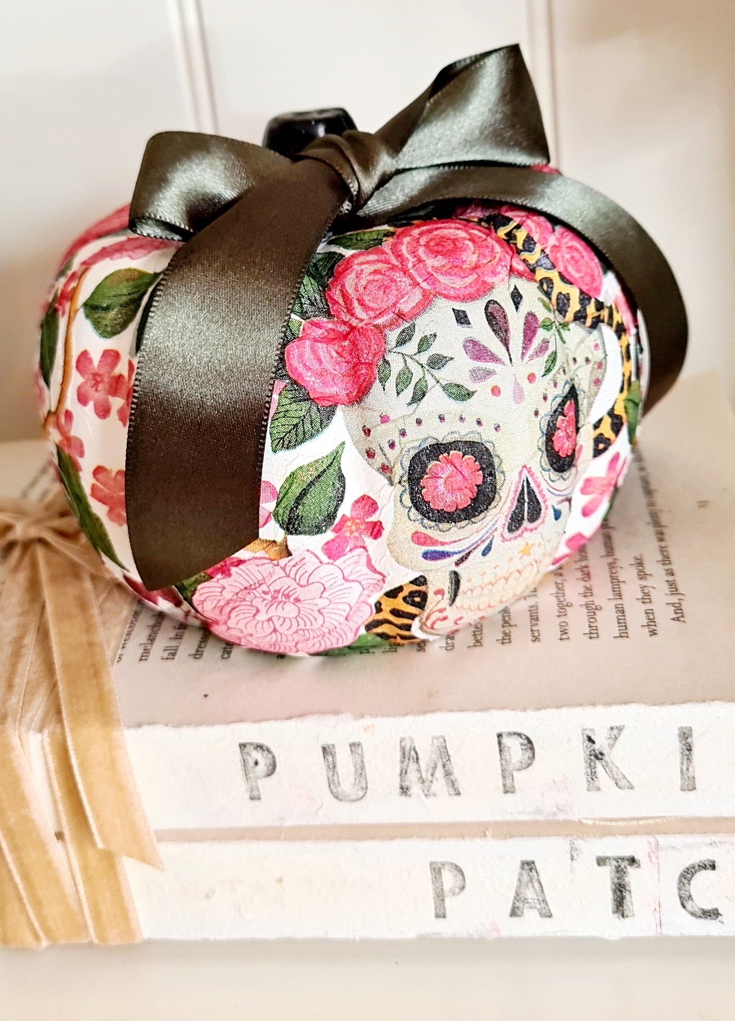 Decoupage Ceramic Display Pumpkin