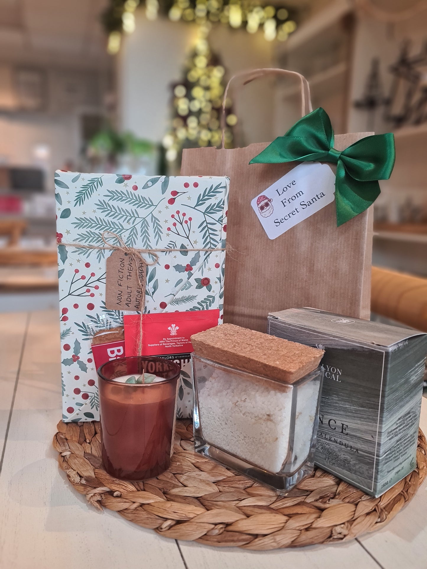 SECRET SANTA- SELF CARE PACKAGE - Mystery Book, Bath Salts and mini candle
