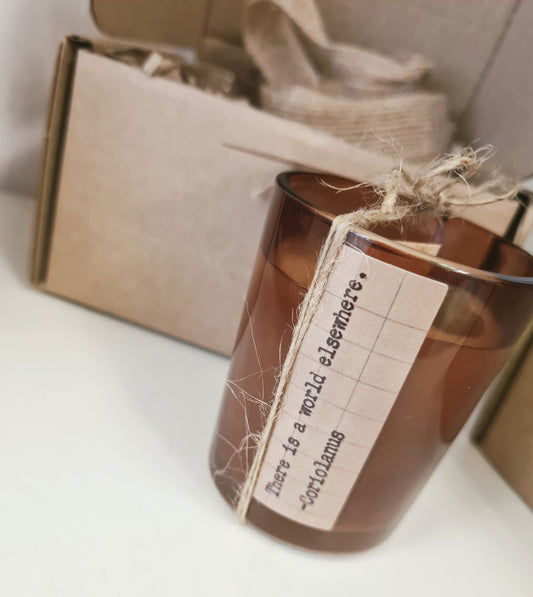 Crystal Candle Gift Set - 'There is a world elsewhere' Amber and Patchouli