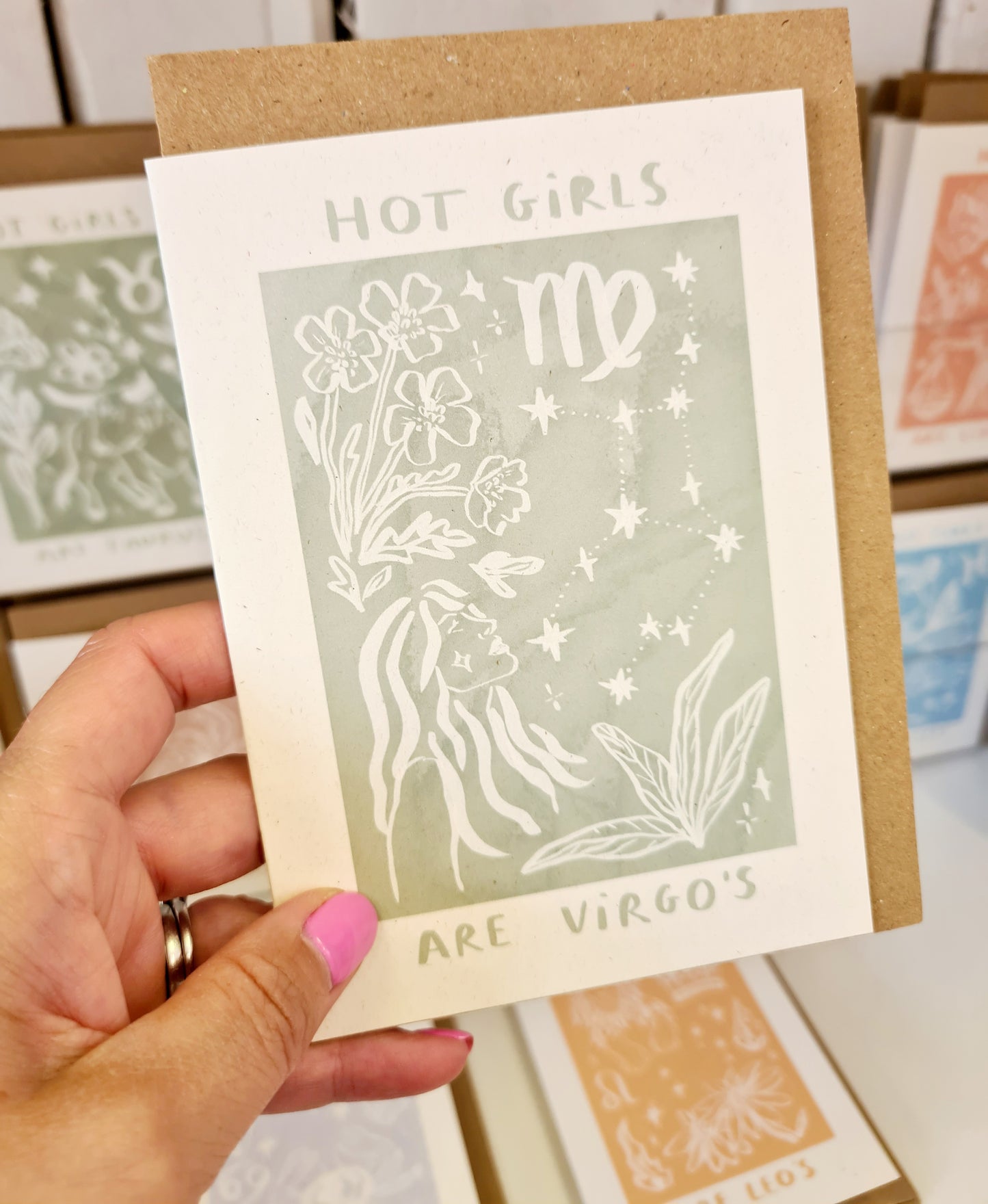 Hot Girls Are Star Sign Cards 5x7/A6 card - Collab X LEA : Naked (No Clasp or Cello) / A6