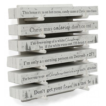 25cm Wooden Xmas Plaque White
