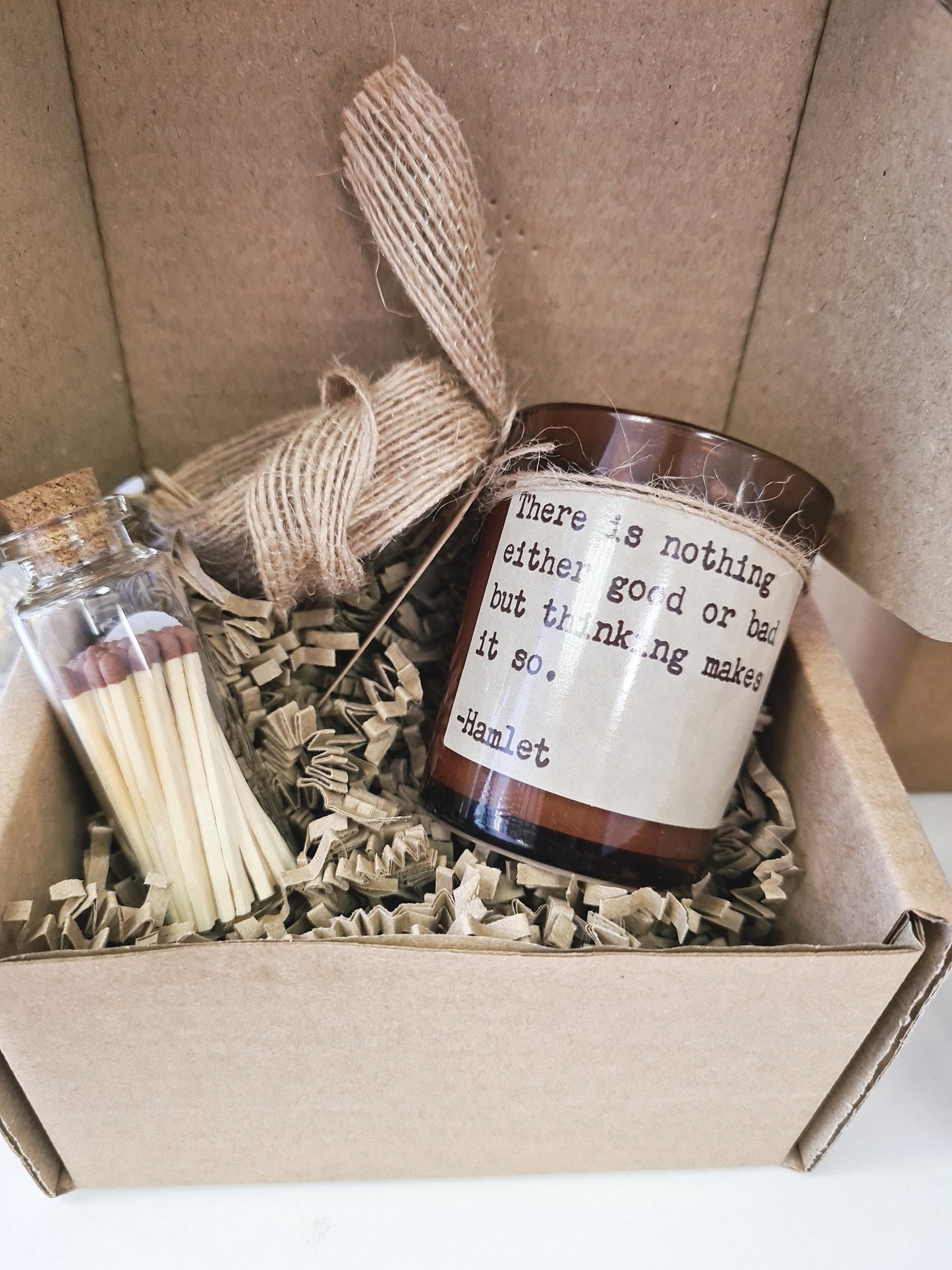 Crystal Candle Gift Set - 'There are no good or bad thoughts' Amber and Patchouli