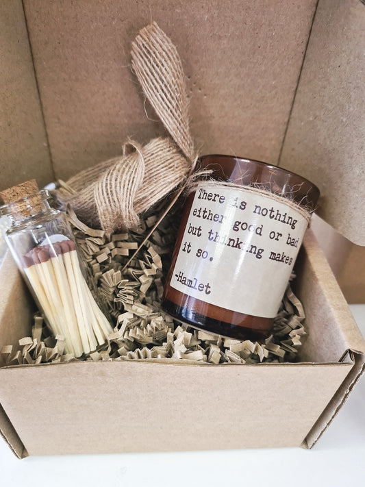 Crystal Candle Gift Set - 'There are no good or bad thoughts' Amber and Patchouli