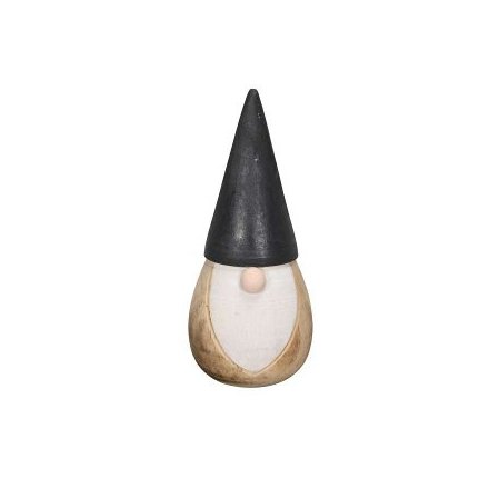 Wooden Gonk with Black Hat 13.5cm