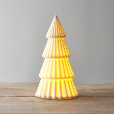 LED Ceramic White Tree, 20.5cm