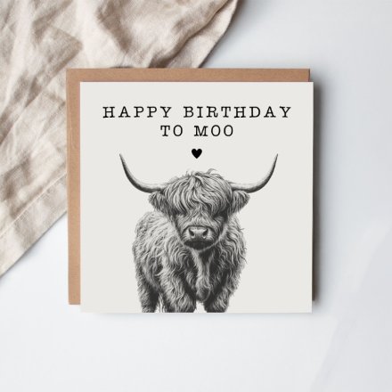 Happy Birthday To Moo Card, 15cm