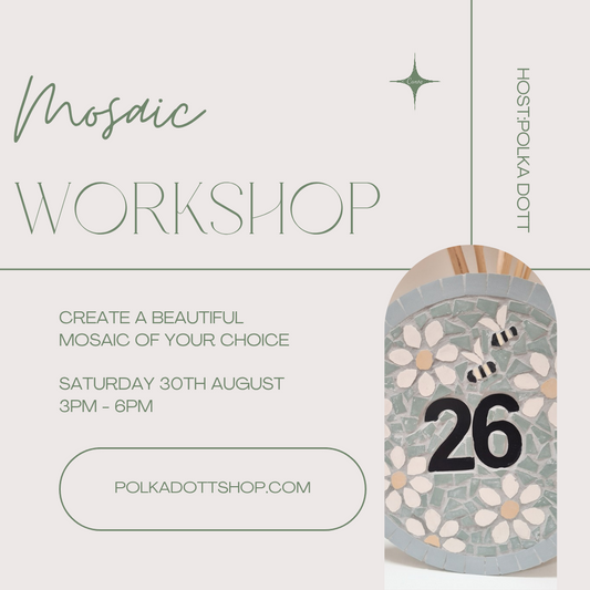 Workshop: Large Mosaic Artwork 30th August 2025 3pm-6pm