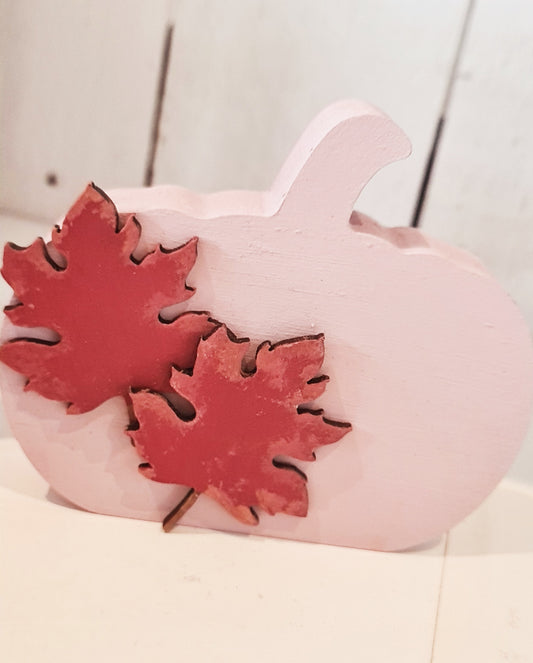 Pink Pumpkin Wooden Decoration