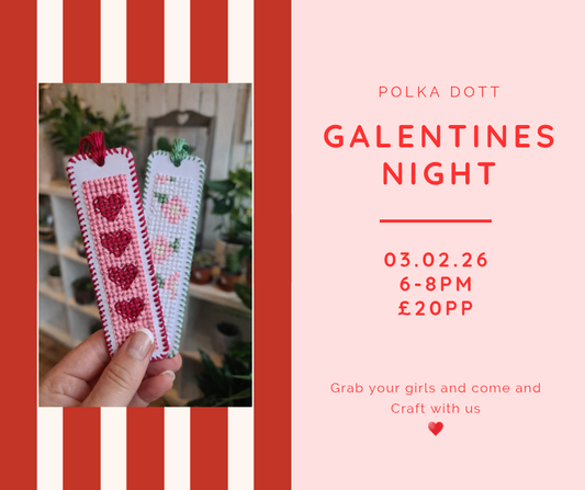 Galentine’s Cross-stitch Bookmark workshop
