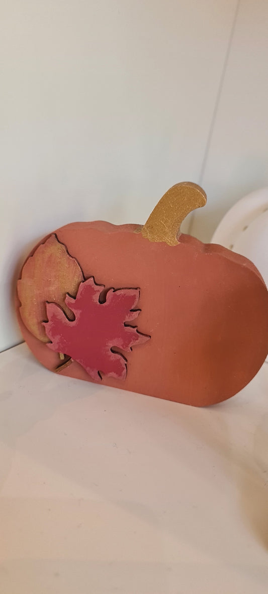 Deep Red Pumpkin Wooden Decoration