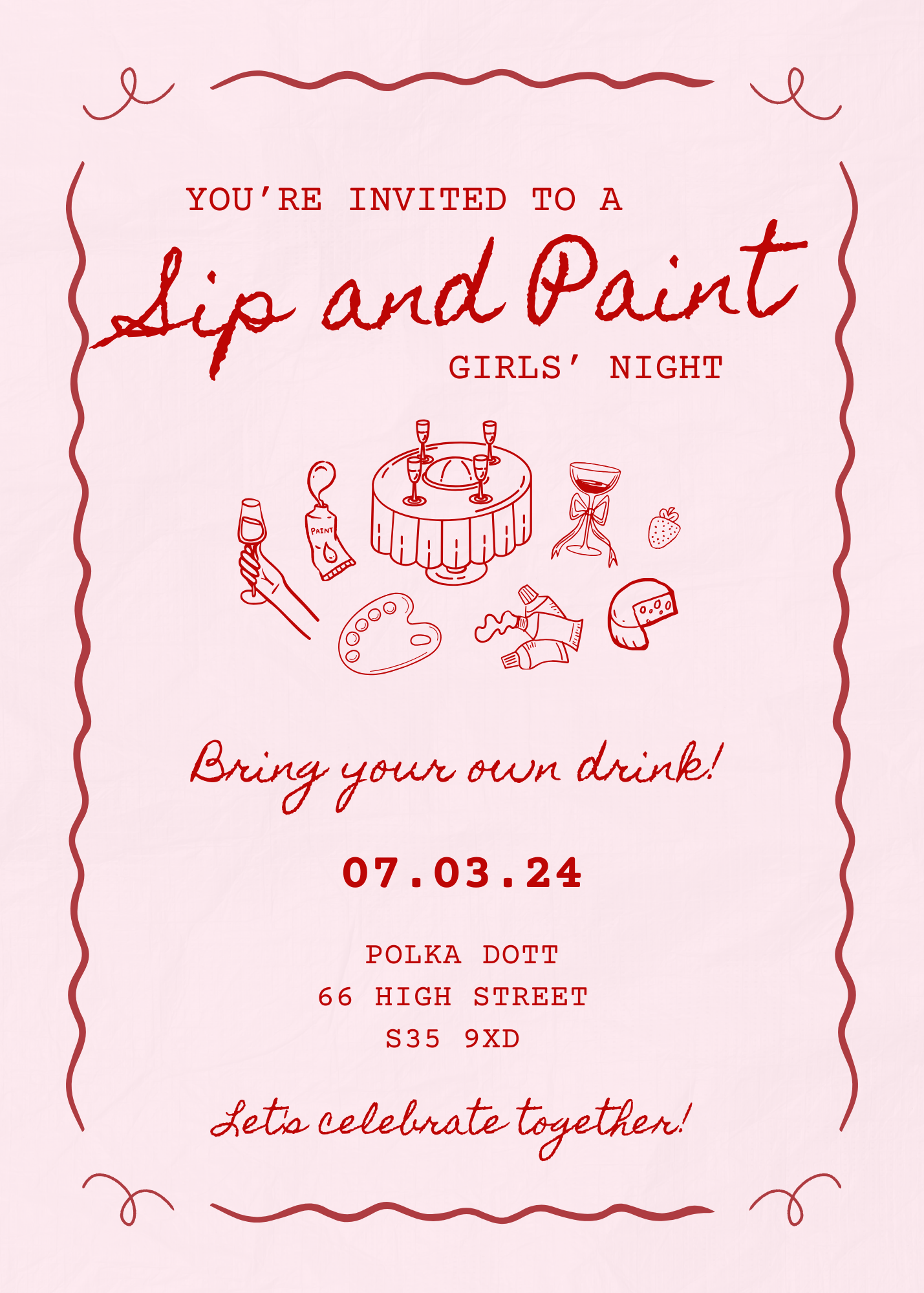 Sip and Paint Friday 7th March 6-8pm