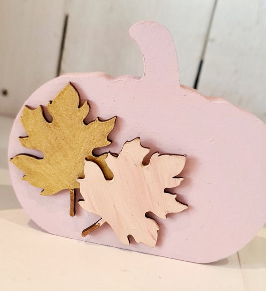 Pink Pumpkin Wooden Decoration