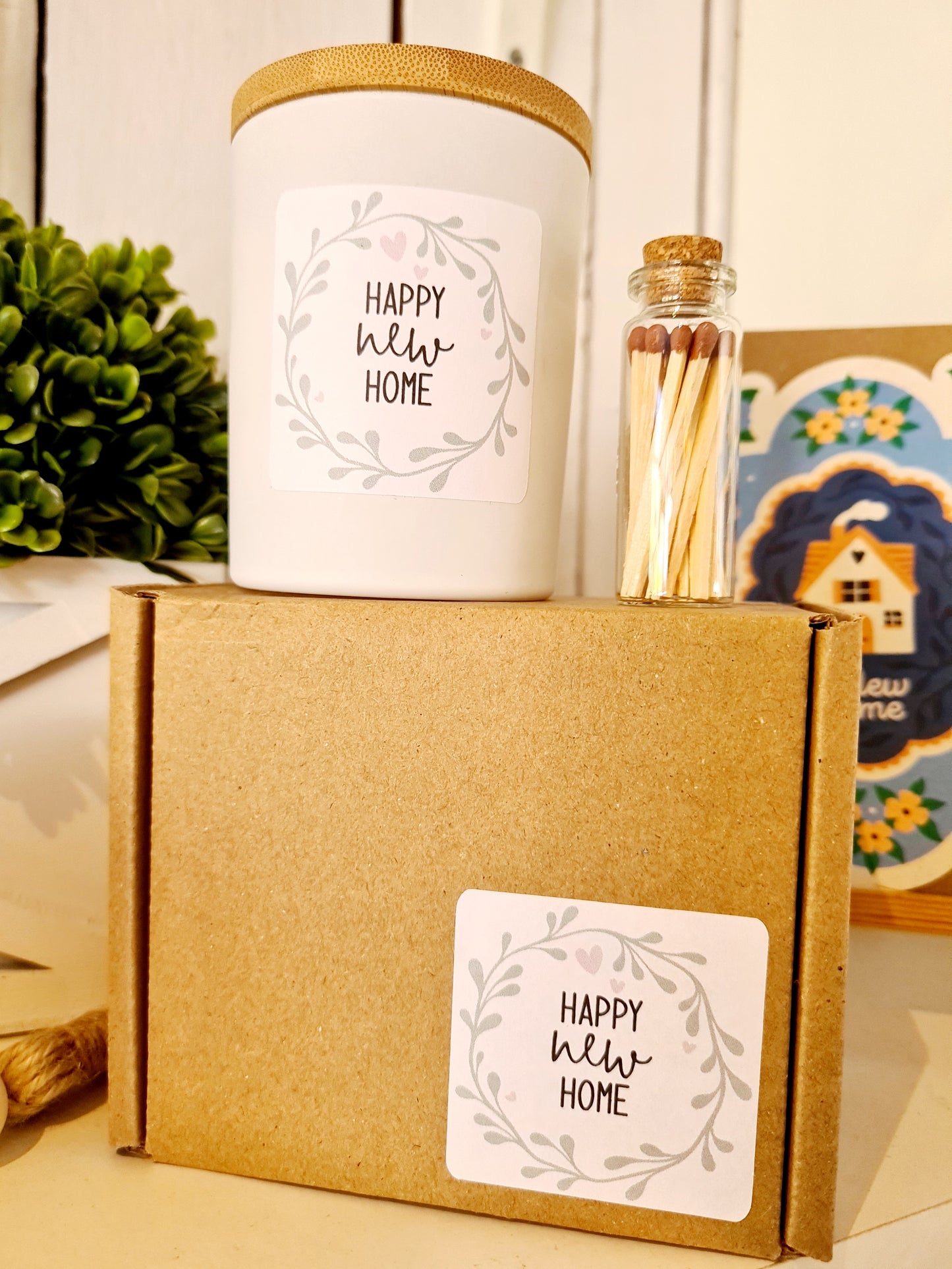 Happy New Home - Cedarwood & Jasmine scented soy wax vegan candle. Gift for New Home