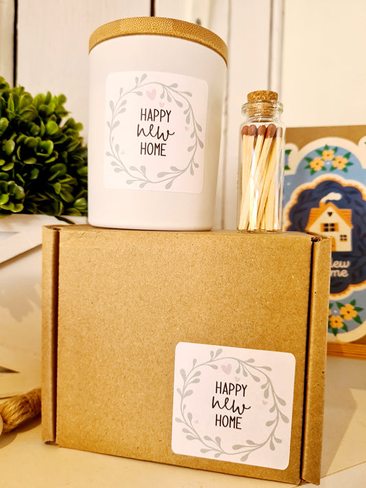 Happy New Home - Cedarwood & Jasmine scented soy wax vegan candle. Gift for New Home