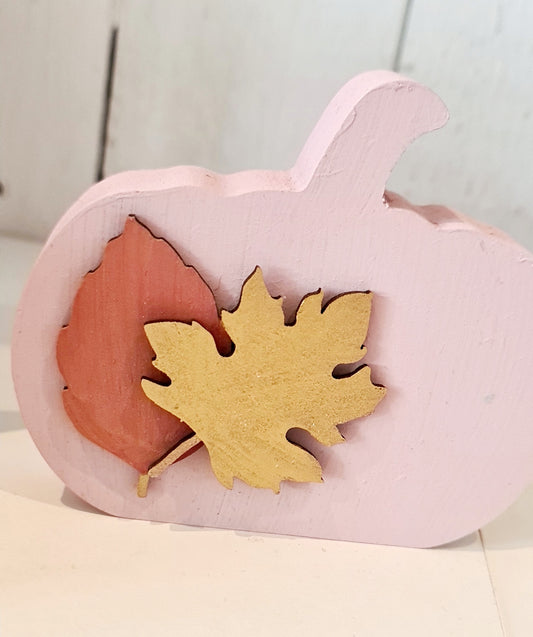 Pink Pumpkin Wooden Decoration