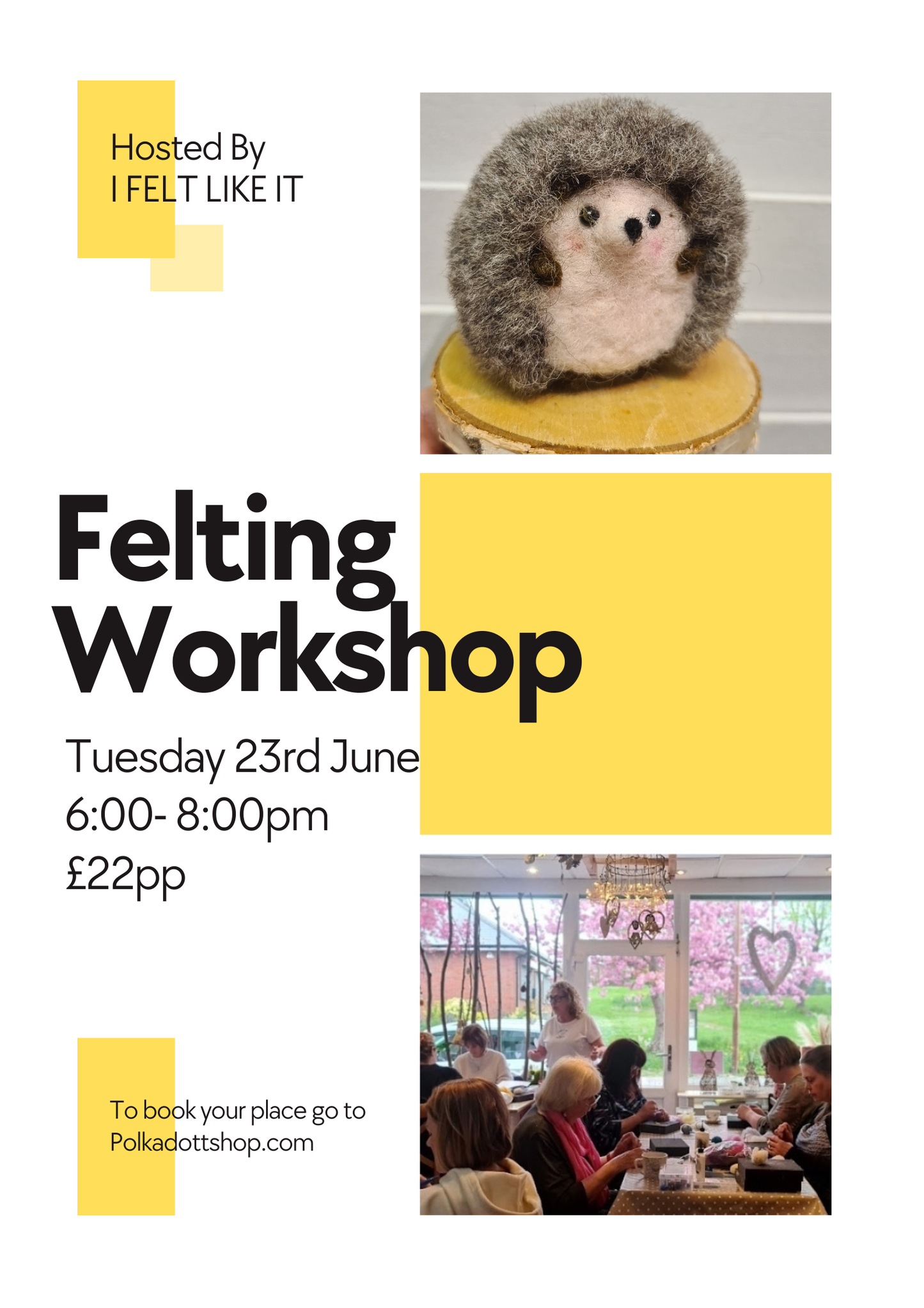 Adults Felting Class 23rd June 6pm - 8pm