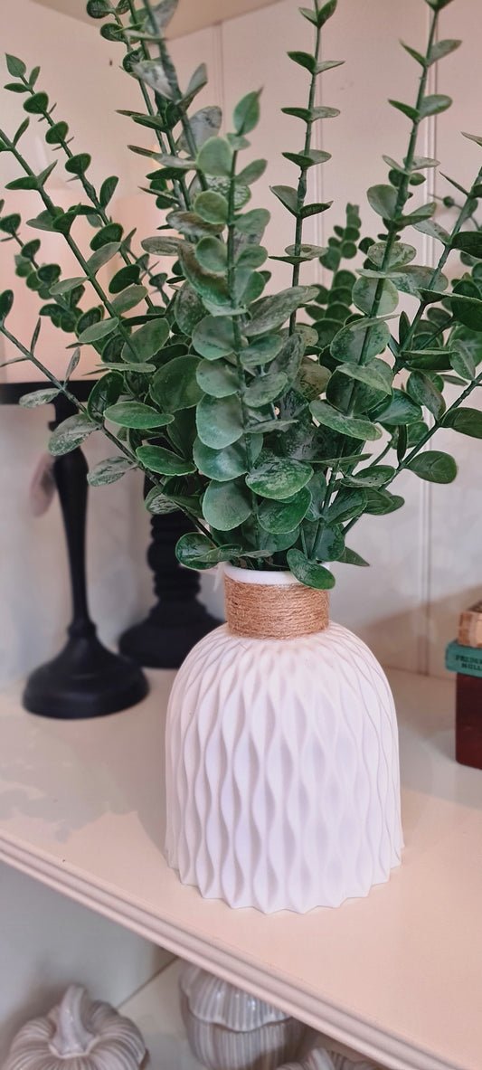 White vase with Eucalyptus