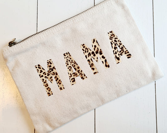 Cream MAMA Canvas Pouch