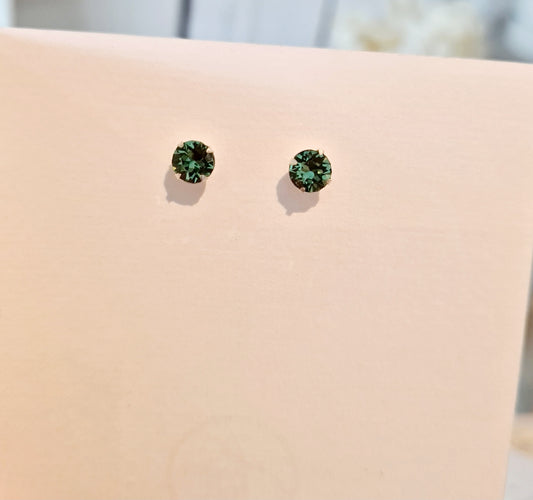 Emerald Green 925 Sterling Silver Ear Studs